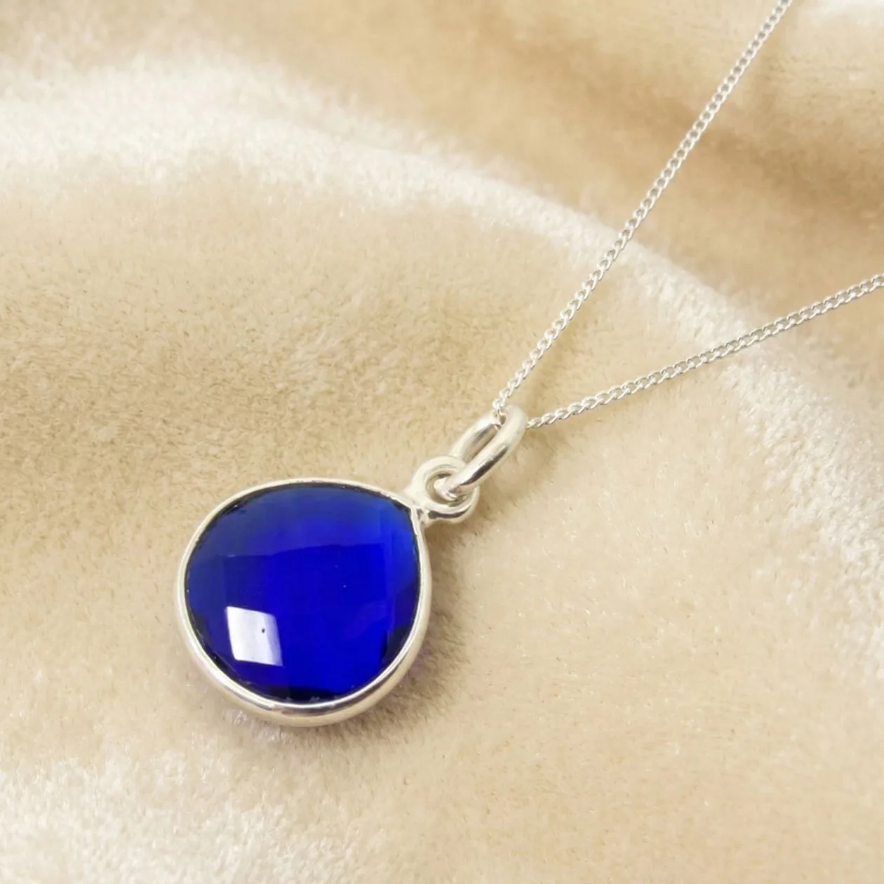 Sapphire September Birthstone Silver Necklace: the shop's own photo