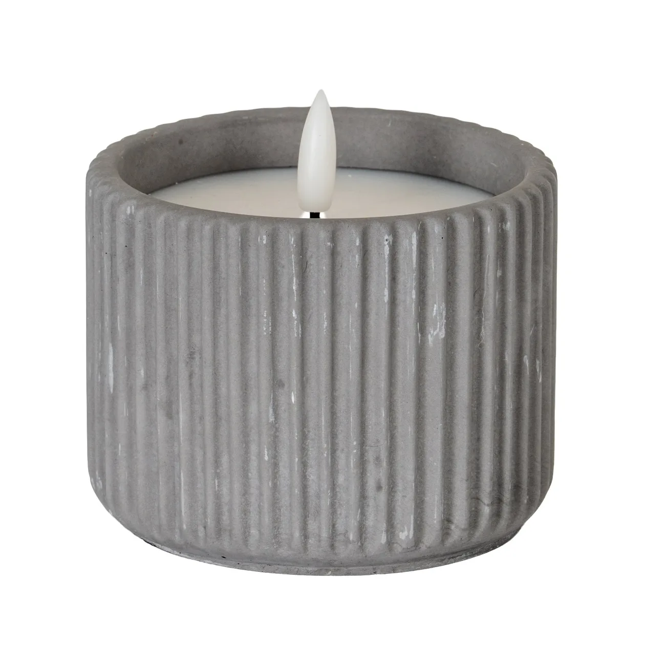 Luxe Collection Natural Glow Grey Ribbed Medium Led Candle: the shop's own photo