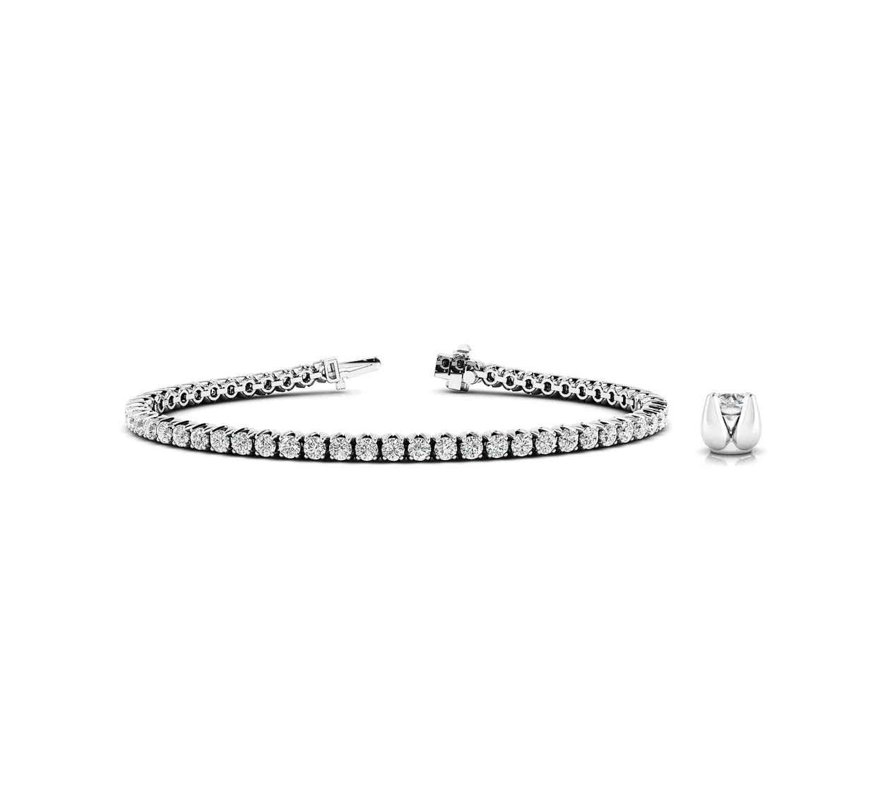 Round Cut Lab Grown or Natural Diamond Tennis Bracelet in Platinum - 18k Yellow Gold / 2.50 Carat / Lab Grown Diamond: the shop's own photo