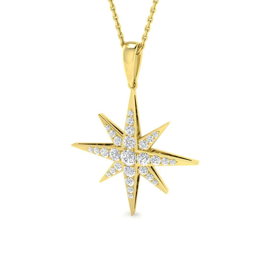 Star Diamond Pendant 0.5ct Gold & Platinum Necklace (Without Chain) - 9k Yellow Gold / Natural Diamond(F/SI) / 0.50 Carat: the shop's own photo