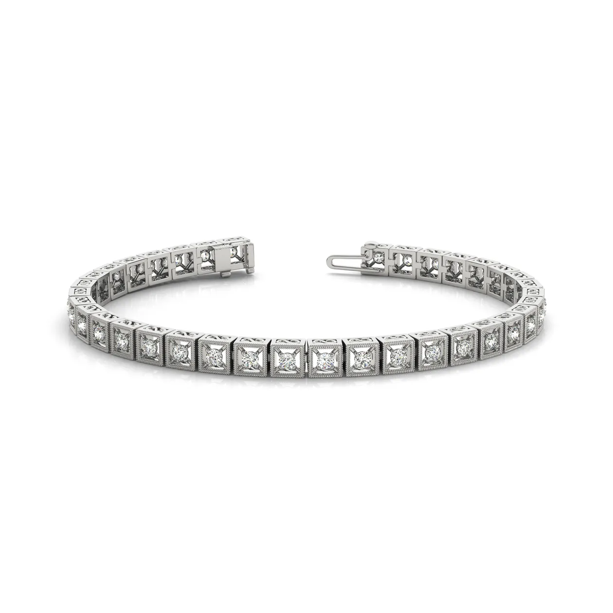 Vintage Diamond Tennis Bracelet with Prong Set in 18K Gold or Platinum | UK Hallmarked - 9k Yellow Gold / 2.50 Carat / Lab Grown Diamond: the shop's own photo