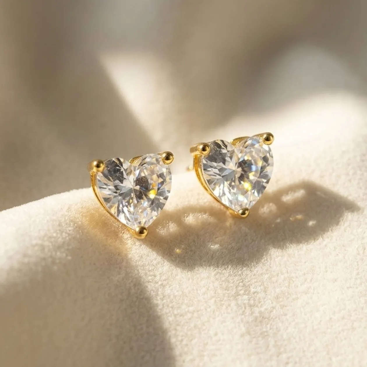 Diamond Heart April Birthstone Stud Earrings: the shop's own photo