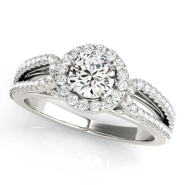 Lab Grown Round Halo Engagement Ring | 2Ct D-E/VS Quality | 18K Gold - Sterling Silver / 0.50 Carat: the shop's own photo