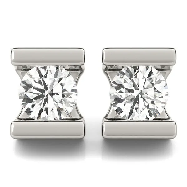 Stud Earrings with Lab Grown Round Diamond Tension Set - 9k Gold - 9k White Gold / 0.75 Carat: the shop's own photo