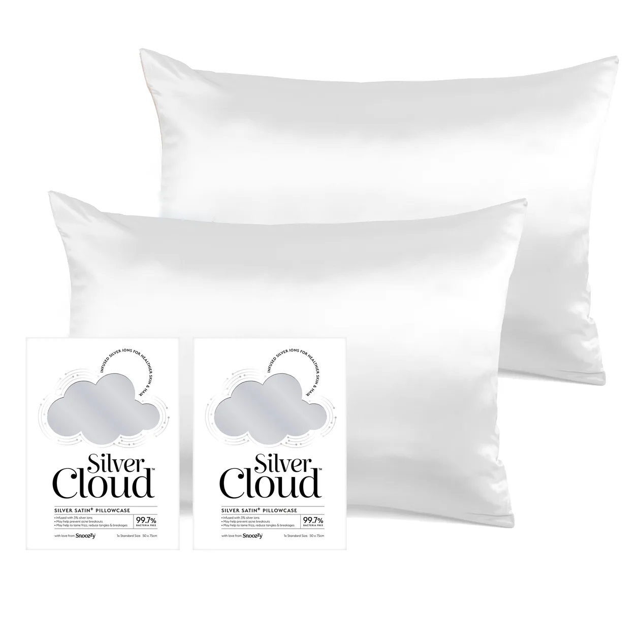 Silver Satin Pillowcase Twinpack: the shop's own photo