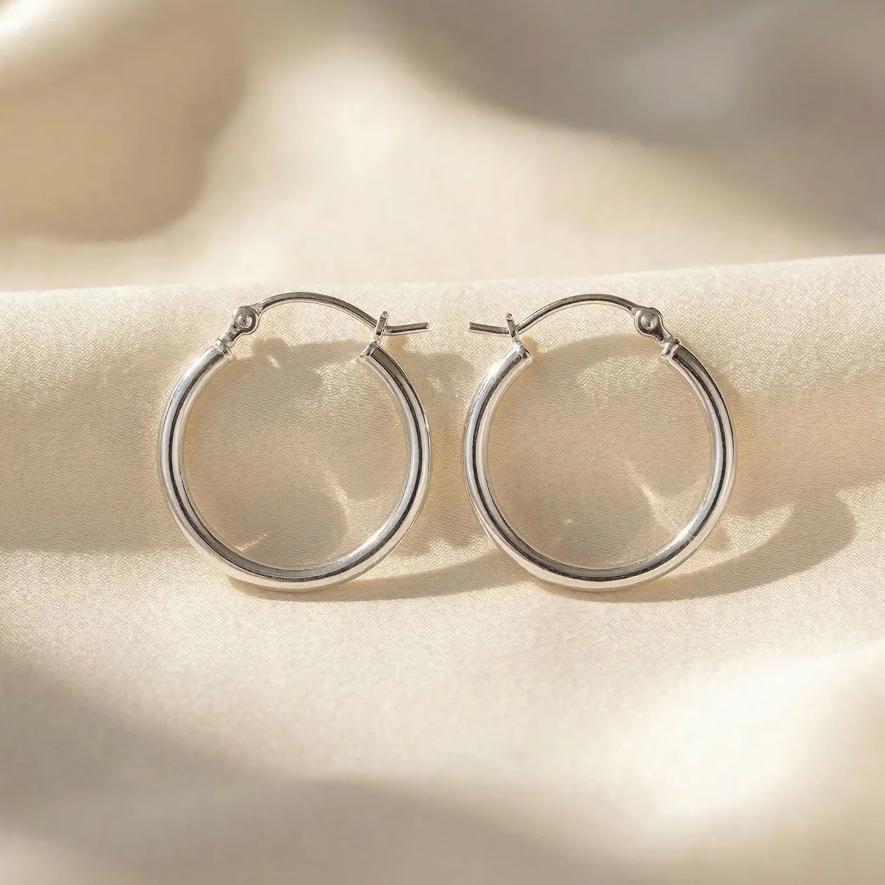 Sterling Silver 20mm Sleeper Creole-Hinged Hoop Earrings: the shop's own photo