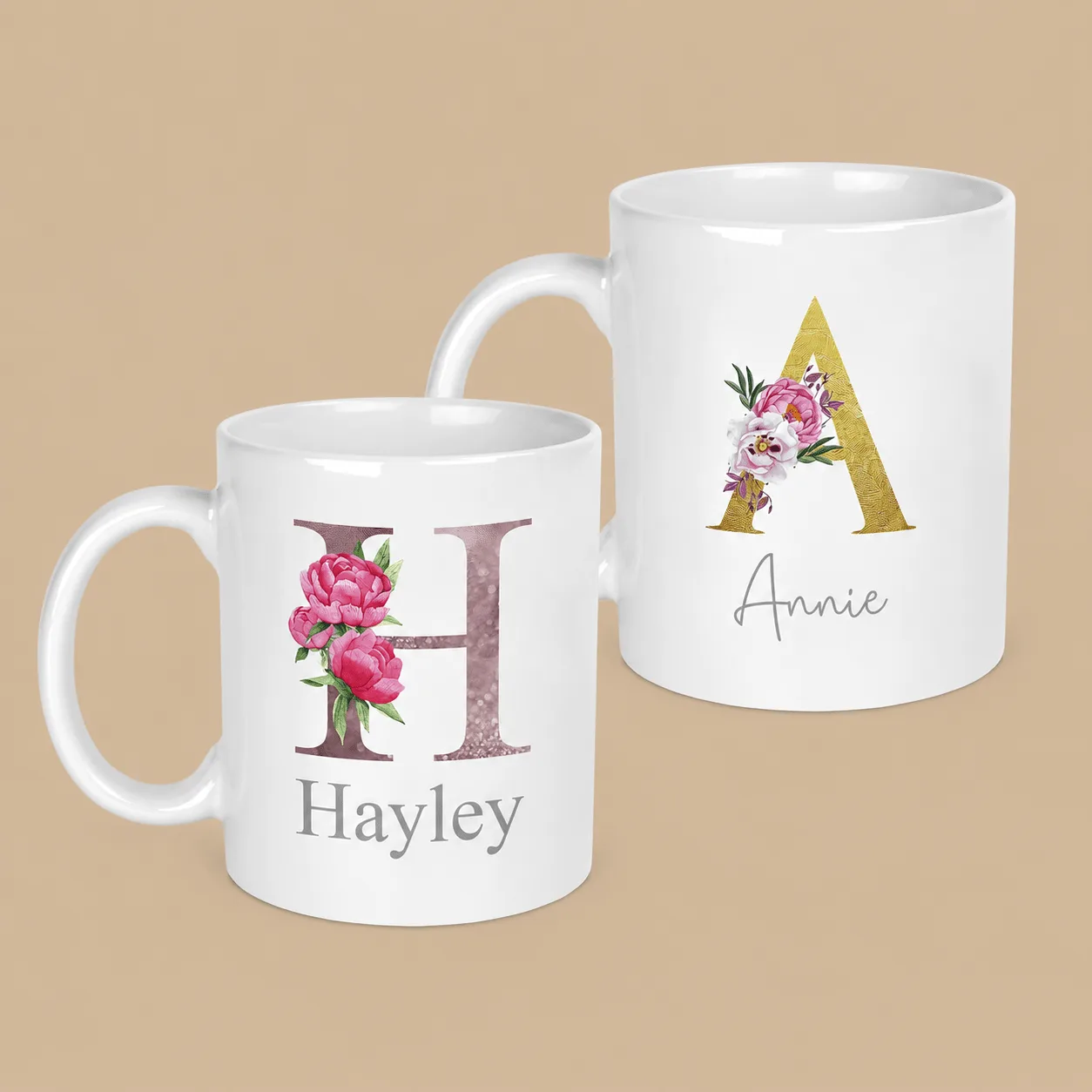 Personalised Floral Initial & Name Mug: the shop's own photo