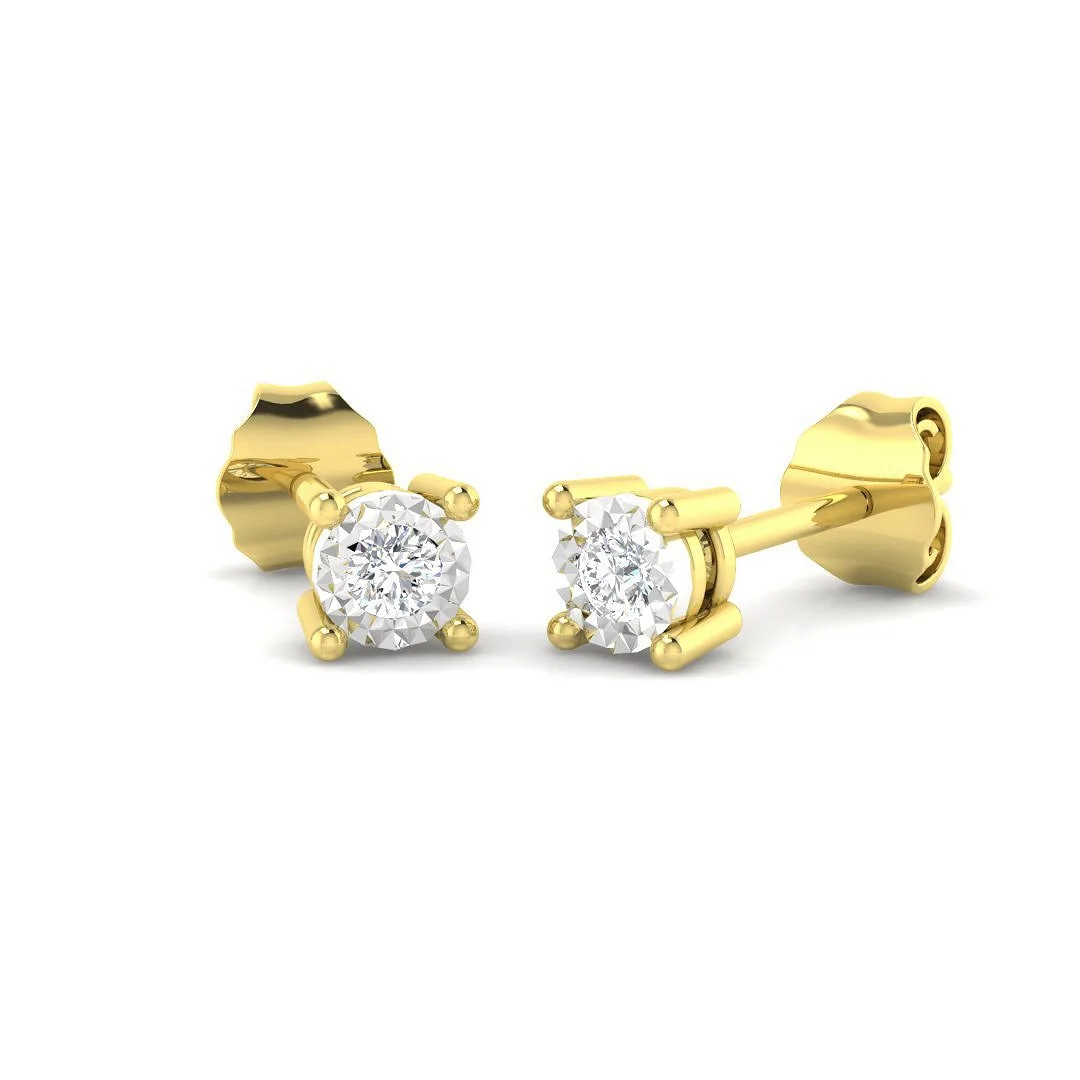 Stud Earrings with Round Cut Diamond Solitaire - 0.1ct to 0.5ct - 9k Yellow Gold / 0.25 Carat / Natural Diamond(F-VS): the shop's own photo