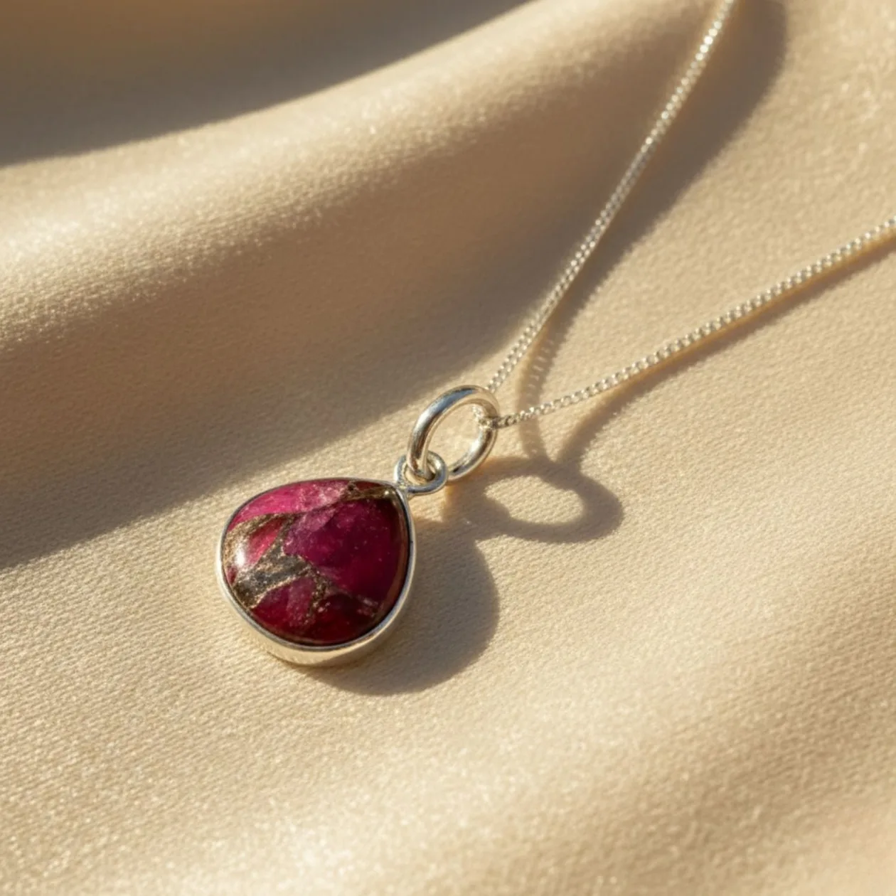 Garnet January Birthstone Sterling Silver Charm Necklace: the shop's own photo