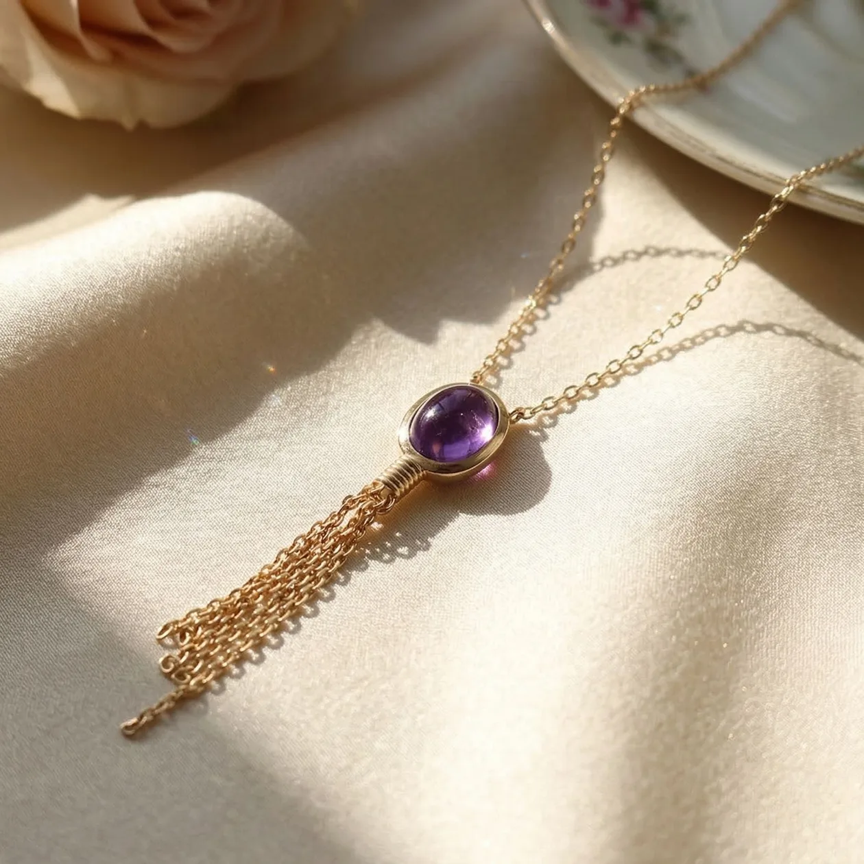 18ct Gold Plated Oval Amethyst Necklace: the shop's own photo