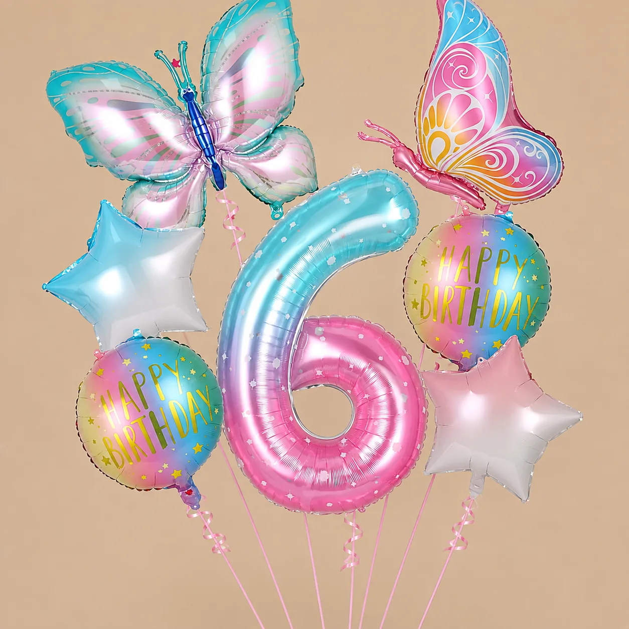 Butterfly Number 6 Balloon Set: the shop's own photo