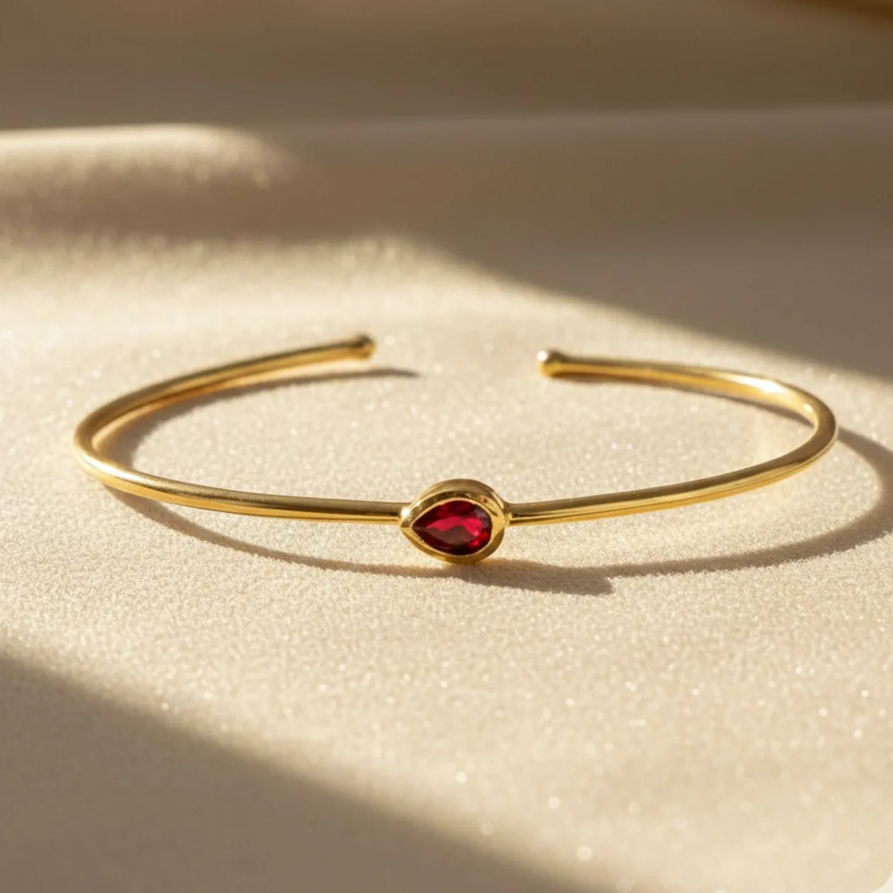 Garnet January Birthstone Gold Vermeil Plated Bangle: the shop's own photo