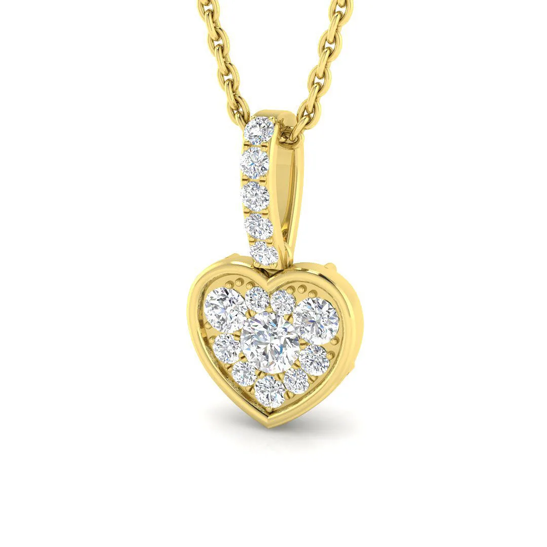 Heart Diamond Pendant Necklace | Cluster Heart Diamond Pendant Without Chain - 9k Yellow Gold / Natural Diamond(F/SI) / 0.25 Carat: the shop's own photo