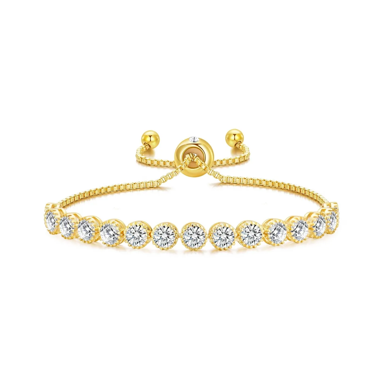 18k Gold Plated Friendship Slider Bracelet with Zircondia® Crystals: the shop's own photo