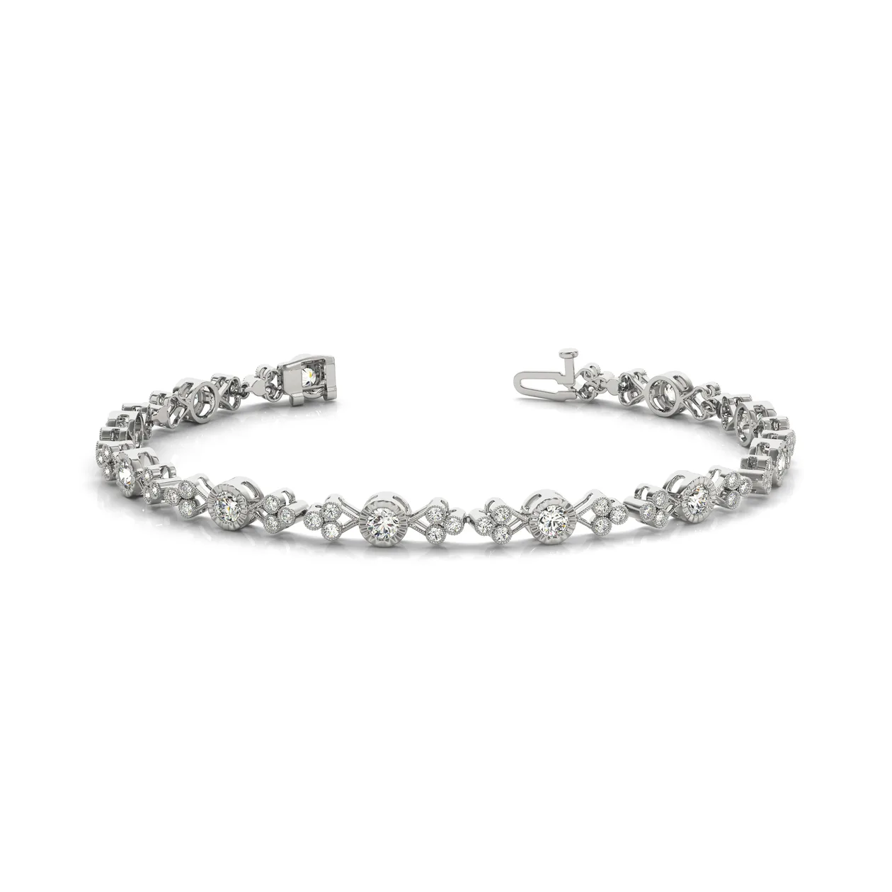 Cluster Natural Diamond Tennis Bracelet in 9K/18K Gold or Platinum Hallmarked - 18k Yellow Gold / 2.50 Carat / Lab Grown Diamond: the shop's own photo