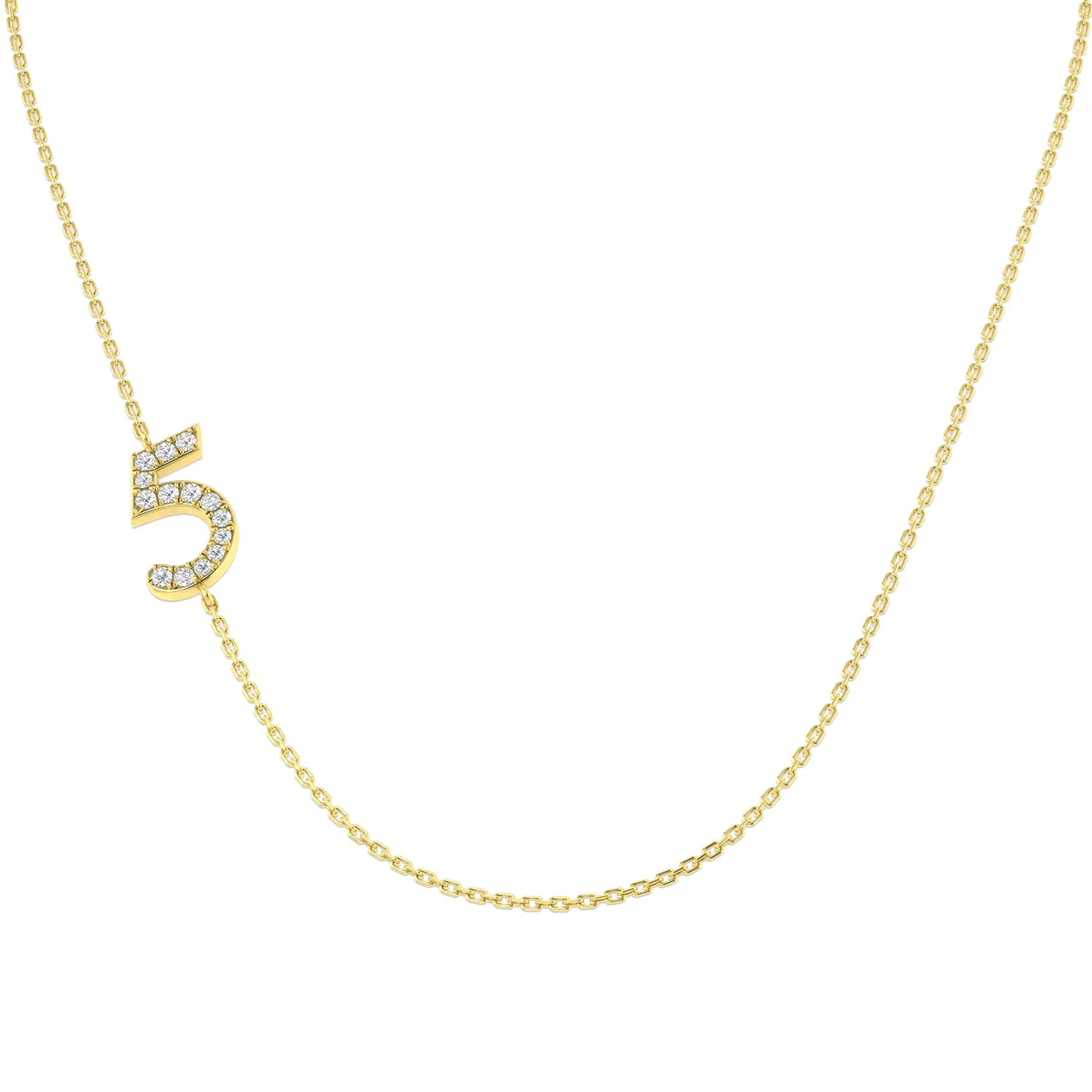 Diamond Number Pendant 0.1ct Gold & Platinum Necklace (Without Chain) - 9k Yellow Gold / Natural Diamond(F/SI) / 0.10 Carat: the shop's own photo