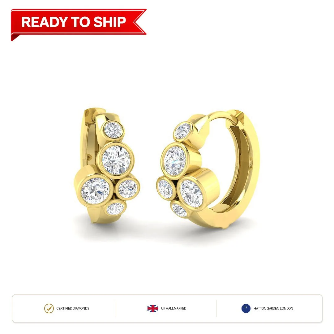0.70Carat DE/VS Lab Grown Diamond Hoop Earring 9k Yellow Gold Ready To Ship: the shop's own photo
