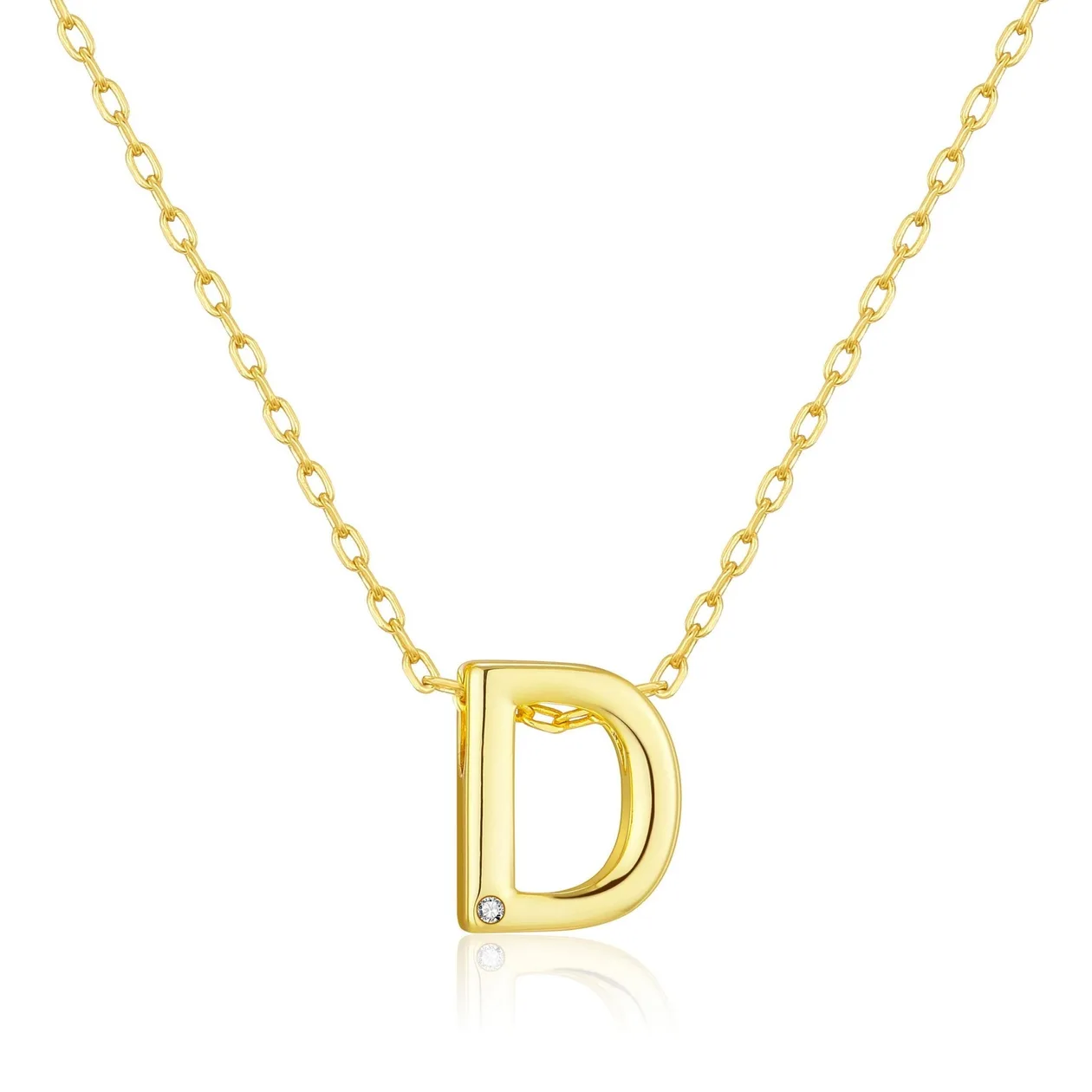 Customisable 18k Gold Plated Initial Necklace (A-Z) with Option of Birthstone Charm - D: the shop's own photo
