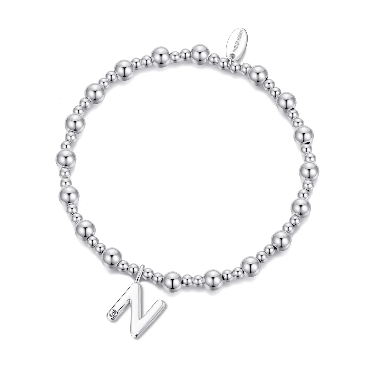 Letter N Initial Stretch Bracelet Created with Zircondia® Crystals: the shop's own photo