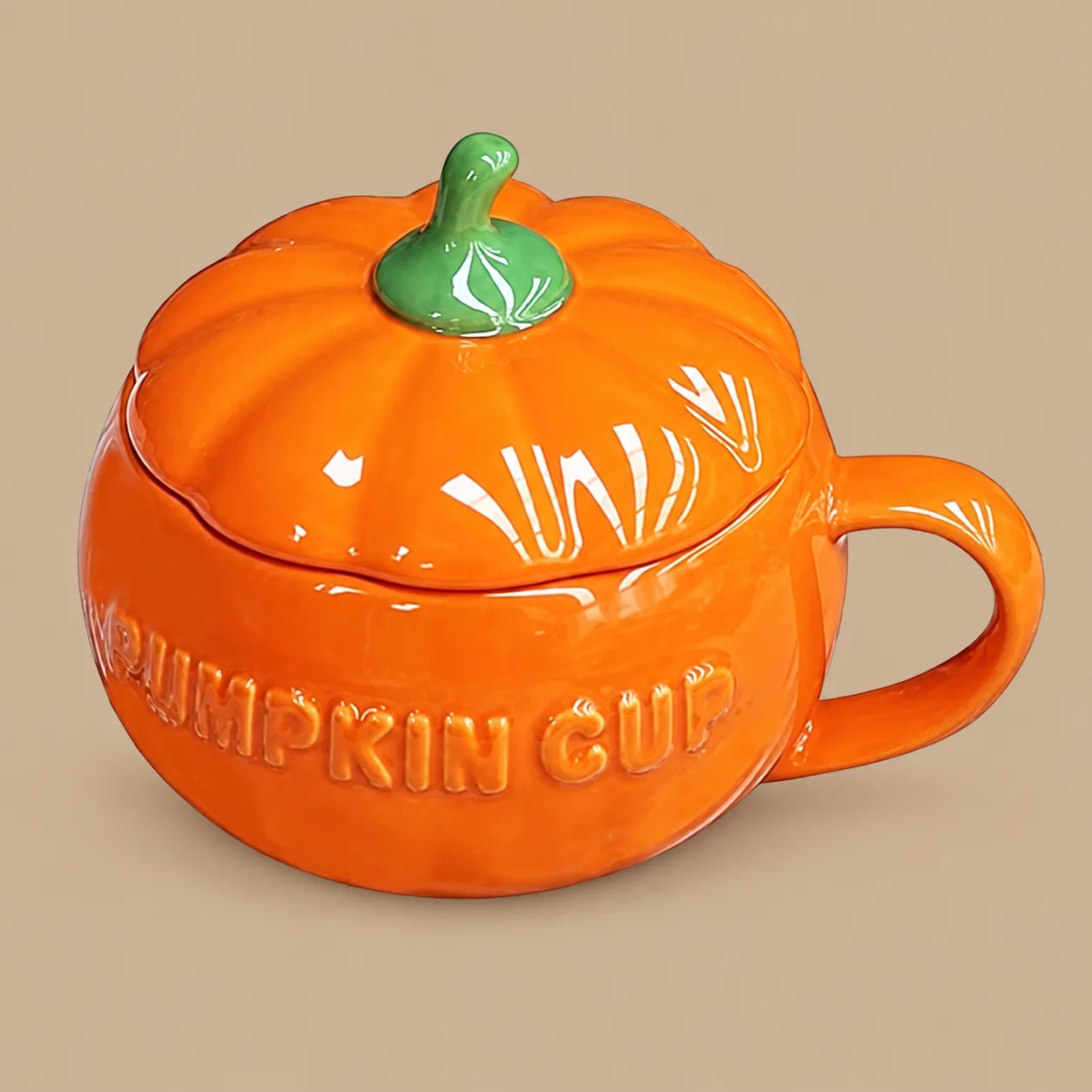 Ceramic Pumpkin Mug with Lid: the shop's own photo