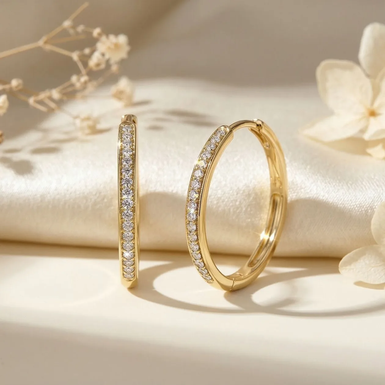 Round Hoop 20mm Gold Plated Earrings With Certified Austrian Crystals: the shop's own photo