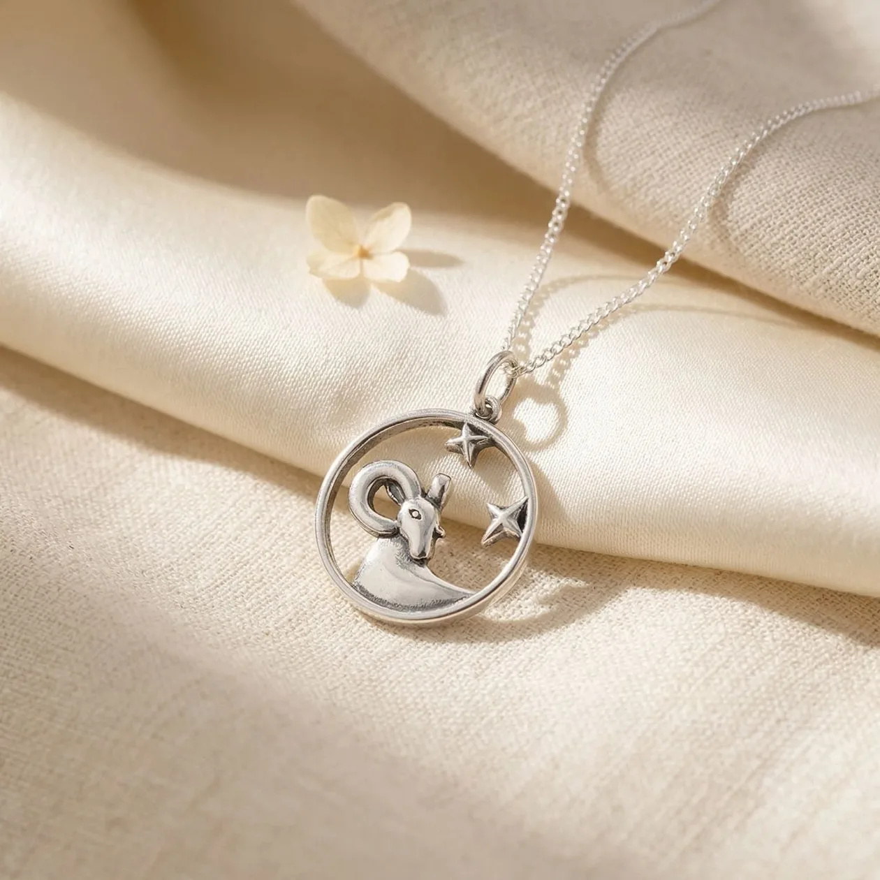 Aries Zodiac Horoscope Charm Sterling Silver Necklace: the shop's own photo