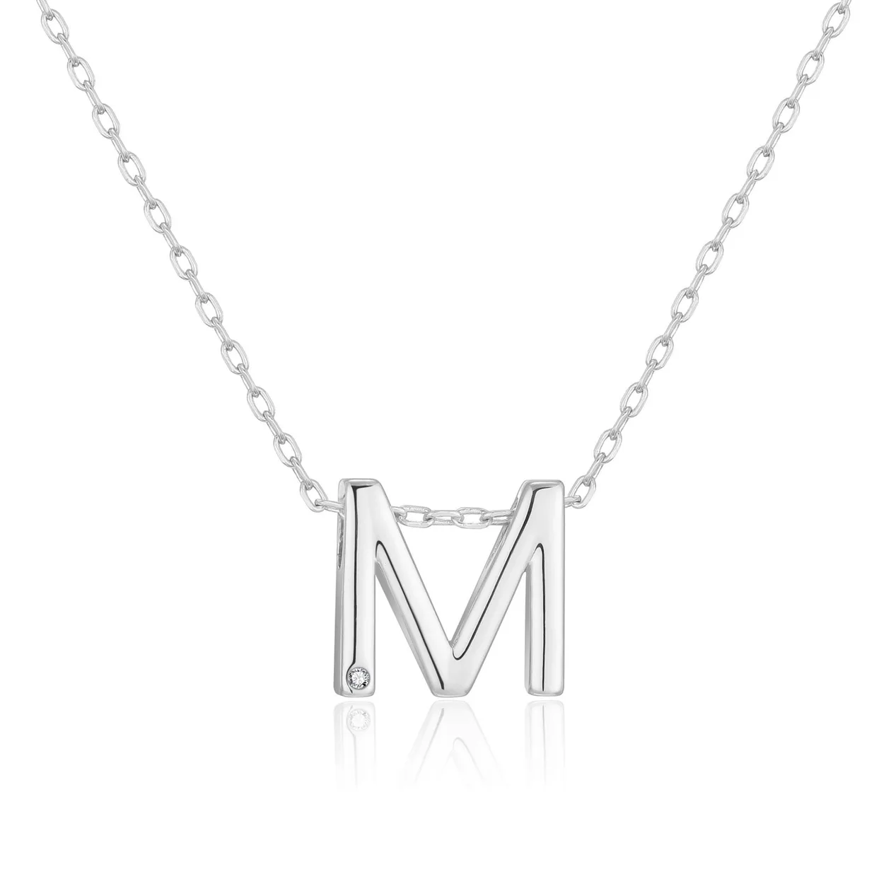 Customisable Initial Necklace (A-Z) with Option of Birthstone Charm - M: the shop's own photo