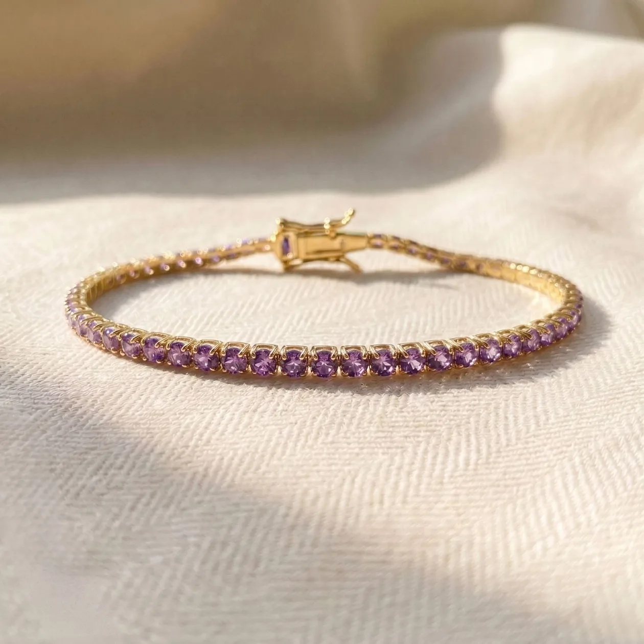 18ct Gold Plated Dainty Alexandrite June Birthstone Tennis Bracelet: the shop's own photo