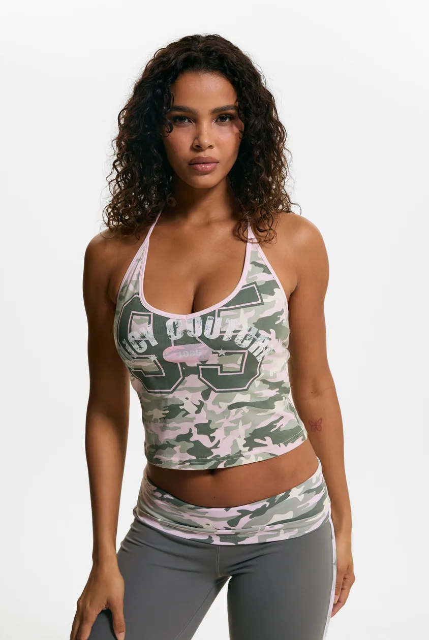 Pink Camo Halter Neck Vest - M / Pink: the shop's own photo