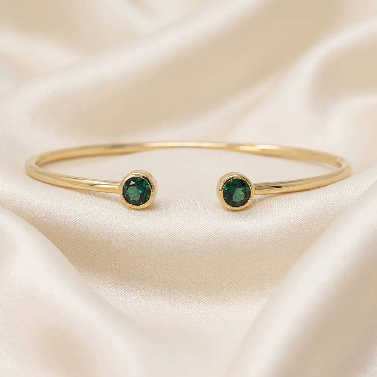 18ct Gold Vermeil Dainty Emerald May Birthstone Bangle: the shop's own photo